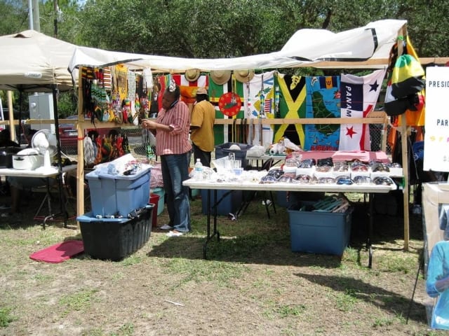 Booths where merchandise is sold at the Black Heritage Festival