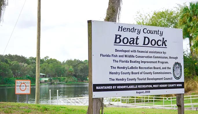 Hendry County Boat Dock sign